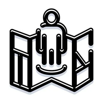 Person icon on folded map location Stock Illustration