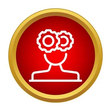 Person icon with gears symbolizing thinking process Stock Illustration