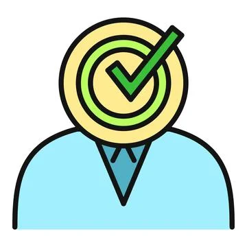 Person icon having checkmark target head showing approval Stock Illustration