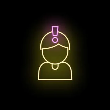 Person icon having a neon warning notification Illustrazione stock