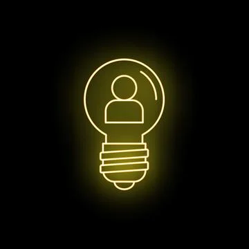 Person icon inside light bulb showing idea generation Illustrazione stock