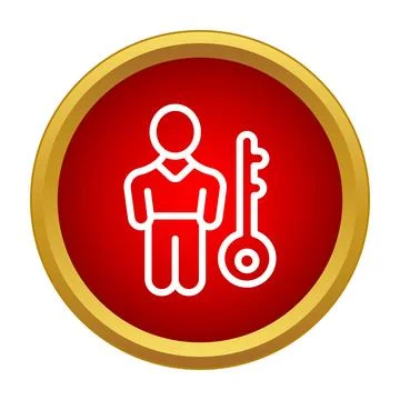 Person icon with key representing important human resource management Illustration