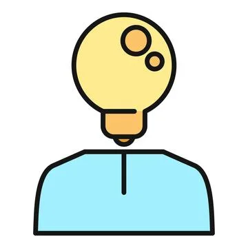 Person icon with lightbulb head symbolizing creativity Stock Illustration