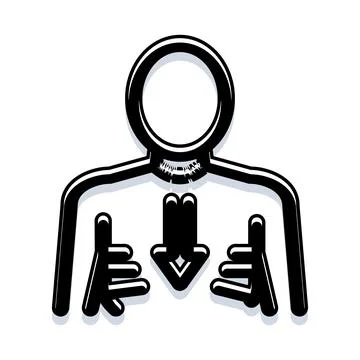 Person icon pointing down with hands 스톡 일러스트