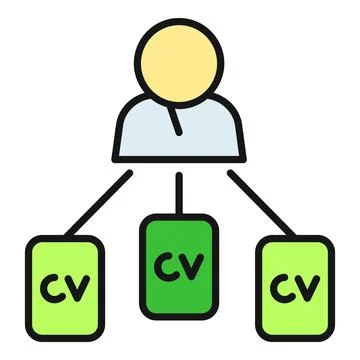 Person icon processing or selecting multiple cv documents 库存插图