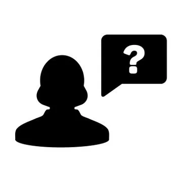 Person icon with question mark speech bubble symbol vector female profile Stock Illustration