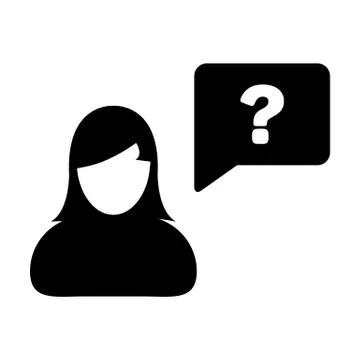 Person icon with question mark speech bubble symbol vector female profile Stock Illustration