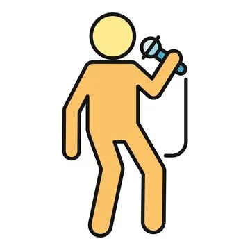 Person icon singing with a microphone performing music Stock Illustration
