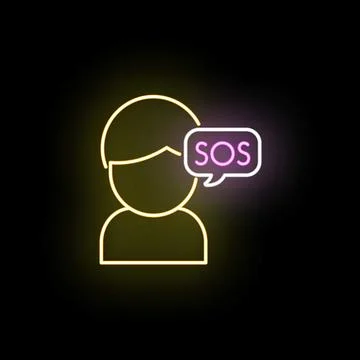 Person icon with sos message needing help Ilustración de archivo