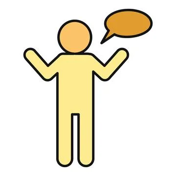Person icon speaking with speech bubble indicating communication Stock Illustration