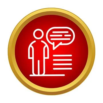 Person icon with speech bubble and text lines Stock Illustration