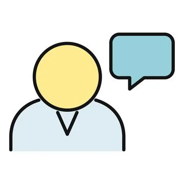 Person icon with speech bubble representing communication Stock Illustration
