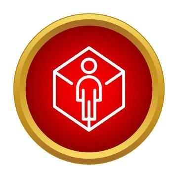 Person icon standing inside cube concept Illustrazione stock