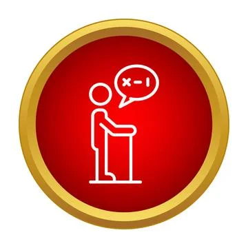 Person icon teaching math equation in speech bubble Stockillustratie