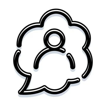 Person icon thinking inside a speech bubble Illustrazione stock