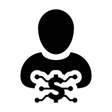 Person icon vector digital dollar currency with male user profile avatar Stock Illustration