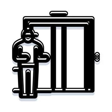 Person icon waiting for an elevator door Stockillustratie