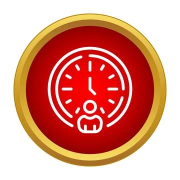 Person icon within a clock tracking time Illustrazione stock