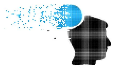 Person Idea Dissolving Pixel Icon Stock Illustration