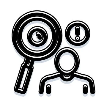 Person identifying important information with magnifying glass Stock Illustration