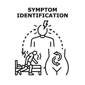 Person identifying symptoms of health issue Stock Illustration