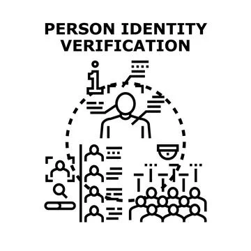 Person identity verification process checking user data Stock Illustration