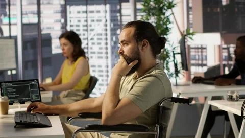 Person with impairment processing and analyzing data Stock Footage 318235319