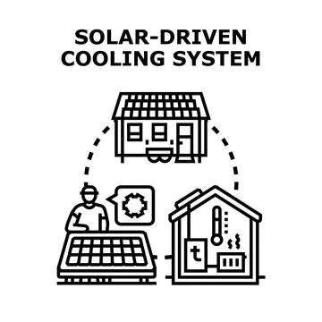 Person installing solar panels for cooling system Stock Illustration