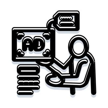 Person interacting with ad on digital screen concept Illustrazione stock