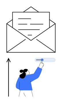 Person Interacting with Email Concept of Digital Communication and Data Exc.. 스톡 일러스트
