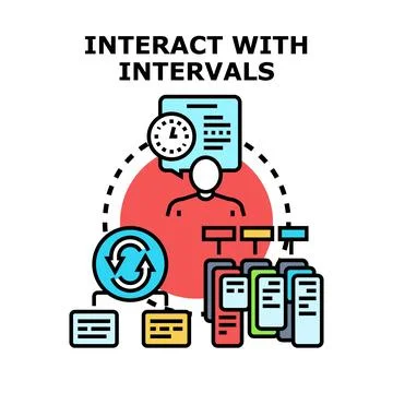 Person interacting with scheduled intervals data processing Illustrazione stock