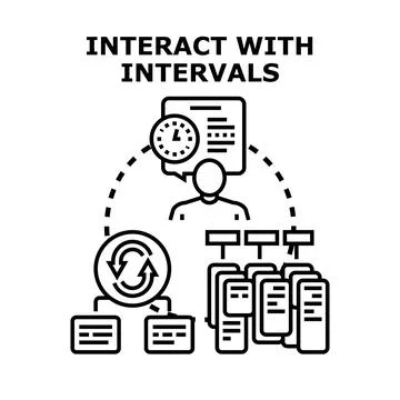 Person interacting with scheduled intervals data processing Illustrazione stock