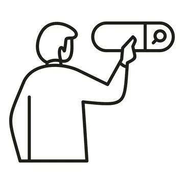 Person interacting with search bar finding information Stockillustratie