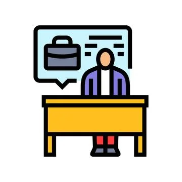 Person at interview table color icon vector illustration 库存插图