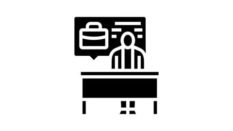 Person at interview table glyph icon animation 스톡 동영상 326139469