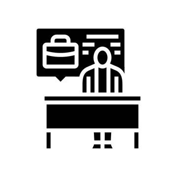 Person at interview table glyph icon vector illustration 库存插图