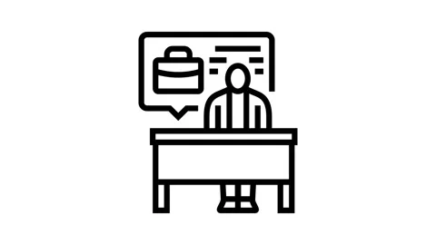 Person at interview table line icon animation 스톡 동영상 326121265