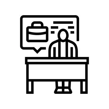 Person at interview table line icon vector illustration 库存插图