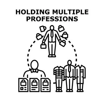 Person juggling multiple career paths and professional skills Stock Illustration