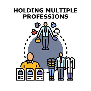 Person juggling multiple career paths and professional skills Stock Illustration