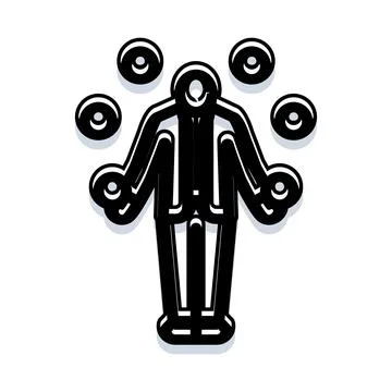 Person juggling multiple objects demonstrating skill and balance Stock Illustration