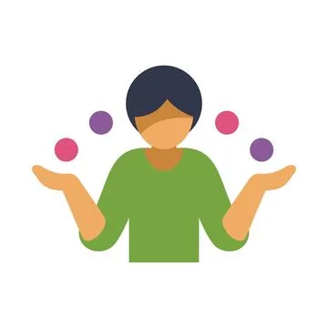 Person juggling multiple tasks representing multitasking and time management Stock Illustration