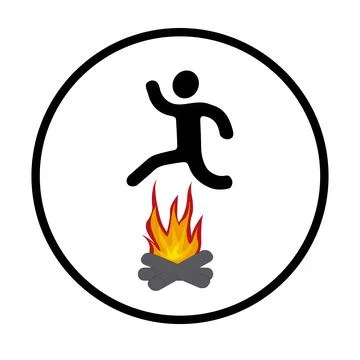 Person jumping fire Stock Illustration