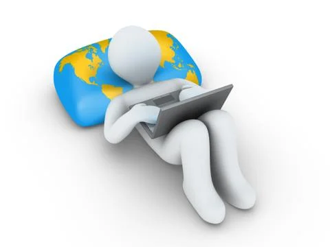 Person with laptop is browsing the internet Stock Illustration