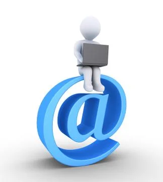 Person with laptop sitting on e-mail Stock Illustration