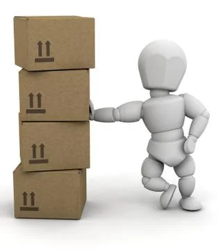 Person leaning on boxes Stock Illustration