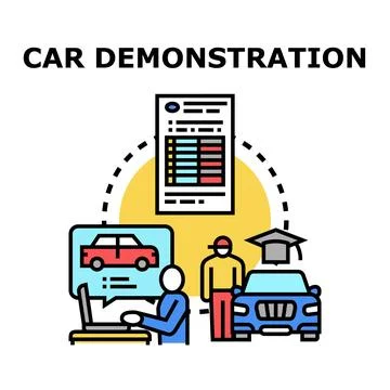 Person learning about car and automotive industry purchasing Stockillustratie