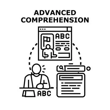 Person learning advanced comprehension concepts online Stock Illustration