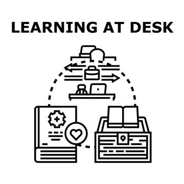 Person learning at desk gaining knowledge and experience Stock Illustration