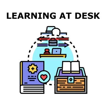 Person learning at desk gaining knowledge and experience Stock Illustration